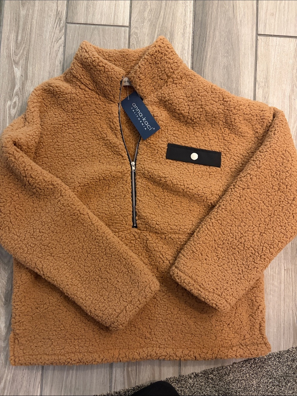 Anna-Kaci Women's Plush Sherpa Pullover Hoodie - Camel